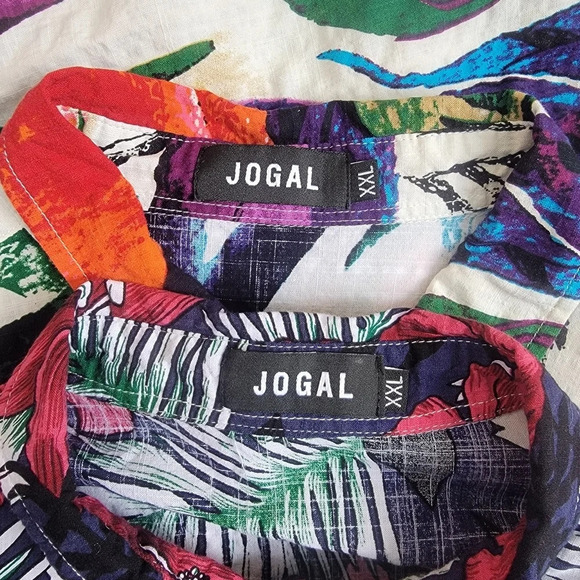 Pair Of Jogal Mens Bright Colorful Hawaiian Floral Shirts. Short Sleeve. 2xl - Picture 8 of 9